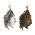 Headdress Portrait Charm In Antique Bronze and Antique Silver Metal Finish view 4
