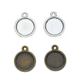 Small Round Cabochon Pendant Settings in Two Antique Finishes view 4