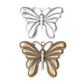 Antique Metal Layered Butterfly Charm Pendant With Textured Detail, 2 Finishes view 4