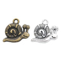 Detailed Snail Charm in Antique Bronze and Silver Tones view 4