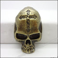 Cross Detail Skull Metal Beads in Two Antique Finishes view 4