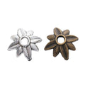 Eight Petal Flower Bead Cap in Bronze and Silver Tones view 4