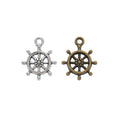 Layered Ship Wheel Metal Charms in Antique Bronze and Silver view 4