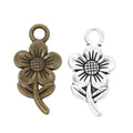 Three Flower Bouquet Metal Charms in Bronze and Silver Tones view 4