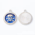Skull and Crossbones Enamel Round Metal Charms Jewelry Making Pendants view 4