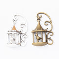 Ornate Hanging Birdcage Metal Charm in Two Antique Finishes view 4