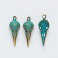 Ornate Bird Skull Charm in Six Vintage Metal Finishes view 4