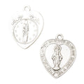 Heart Shaped Virgin Mary Prayer Medal Charms in Four Finishes view 4