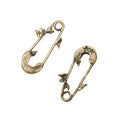 Moon and Stars Safety Pin Metal Pendant Charms in 2 Distinct Finishes view 4