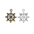Detailed Ship Wheel Charm in 2 Metal Finishes for Jewelry Making view 4
