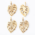 Openwork Monstera Leaf Metal Charms in Four Finishes view 4