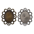 Antique Bronze and Silver Oval Floral Bezel Settings 30 x 40 mm view 4