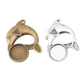 Antique Bronze and Silver Dolphin Round Bezel Charms view 4