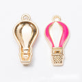 Vintage Finish Metal Enamel Hot Air Balloon Charms in 8 Style Options view 4