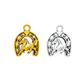 Running Horse Horseshoe Charm in Textured Metal for Jewelry Making view 4