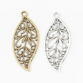 Openwork Filigree Leaf Charm In Antique Bronze and Antique Silver Metal Finish view 4