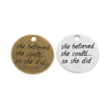 She Believed She Could Round Metal Charm in 2 Finishes view 4