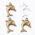 Antique Bronze and Silver Jumping Dolphin Charms for Crafts view 4