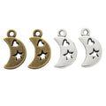 Cutout Crescent Moon and Star Charm in Two Finishes view 4