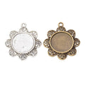 Floral Round Cabochon Connector Settings in Two Antique Finishes view 4