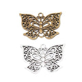Antique Metal Filigree Butterfly Charm Pendant With Textured Detail, 2 Finishes view 4