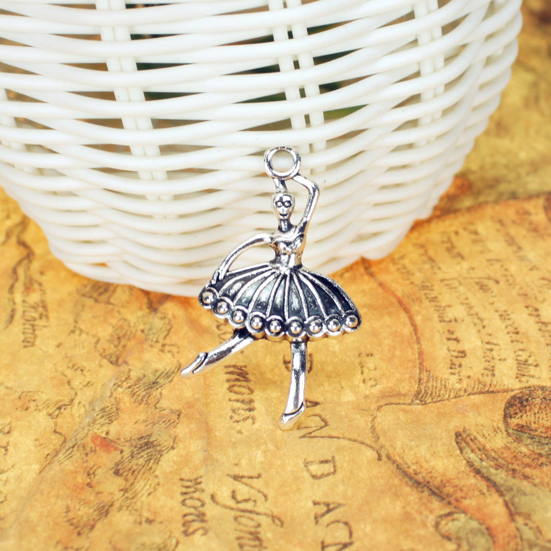 Vintage Ballet Girl Alloy Charm Pendant 37x21mm