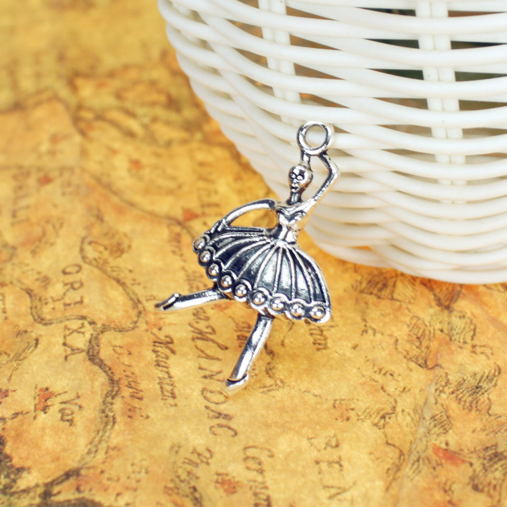 Vintage Ballet Girl Alloy Charm Pendant 37x21mm