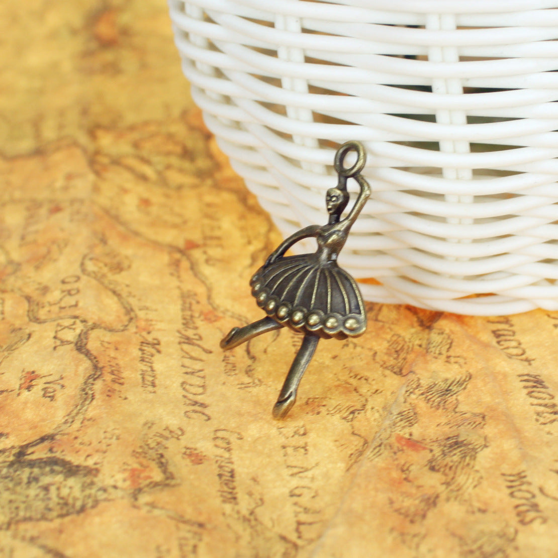 Vintage Ballet Girl Alloy Charm Pendant 37x21mm