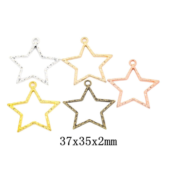 Zinc Alloy Five Point Star Charm Pendant No.644514 for DIY Necklace Bracelet Jewelry Making