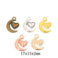Zinc Alloy Heart Moon Charm Pendant for DIY Necklace Bracelet Jewelry Making view 1