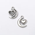 Zinc Alloy Heart Moon Charm Pendant for DIY Necklace Bracelet Jewelry Making view 3