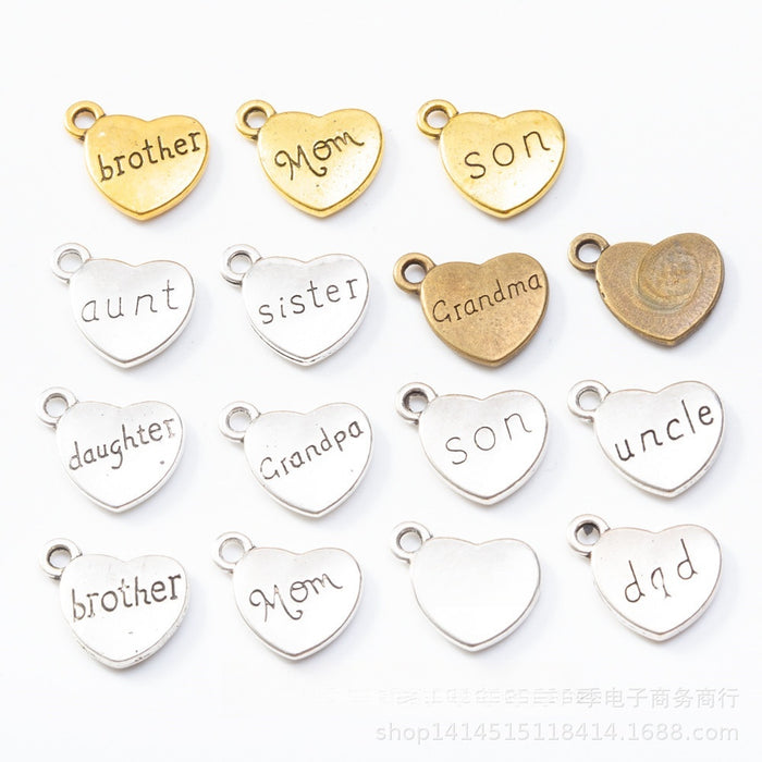 Zinc Alloy Heart Letter Charm Pendant No.274918 for DIY Necklace Bracelet Jewelry Making