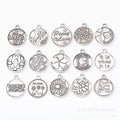 Gold Zinc Alloy Round Tag Charm Pendant for DIY Necklace Bracelet Jewelry Making view 1