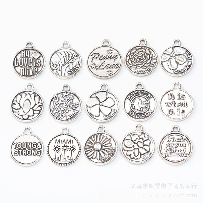 Gold Zinc Alloy Round Tag Charm Pendant for DIY Necklace Bracelet Jewelry Making