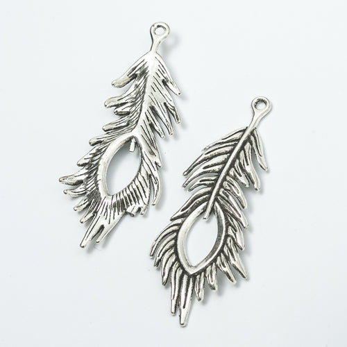 Zinc Alloy Feather Charm Pendant for DIY Necklace Bracelet Jewelry Making