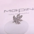 Korean Fashion Full Rhinestone Maple Leaf Crystal Brooch Pin Corsage For Accessories view 3
