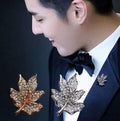 Korean Fashion Full Rhinestone Maple Leaf Crystal Brooch Pin Corsage For Accessories view 2