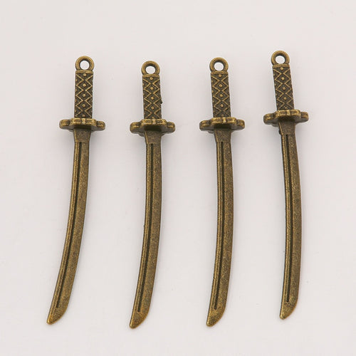 Zinc Alloy Samurai Sword Charm Pendant for DIY Necklace Bracelet Jewelry Making