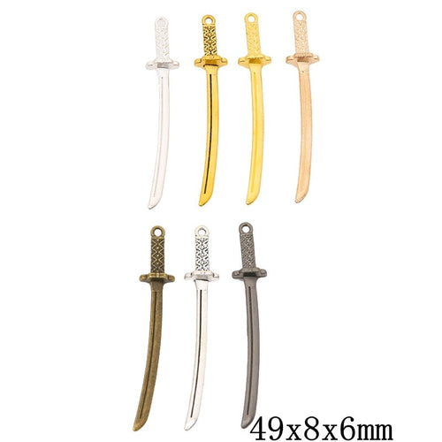 Zinc Alloy Samurai Sword Charm Pendant for DIY Necklace Bracelet Jewelry Making