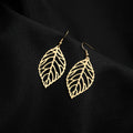 Bohemian Hollow Leaf Alloy Dangle Earrings For Women, Elegant Metal Filigree Drop Jewelry Earrings view 4