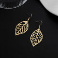 Bohemian Hollow Leaf Alloy Dangle Earrings For Women, Elegant Metal Filigree Drop Jewelry Earrings view 2