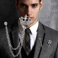 British Style Crystal Crown Chain Brooch For Women, Fashion Suit Shirt Badge Pin Accessory view 1
