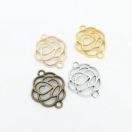 Zinc Alloy Rose Charm Pendant No.594545 for DIY Necklace Bracelet Jewelry Making
