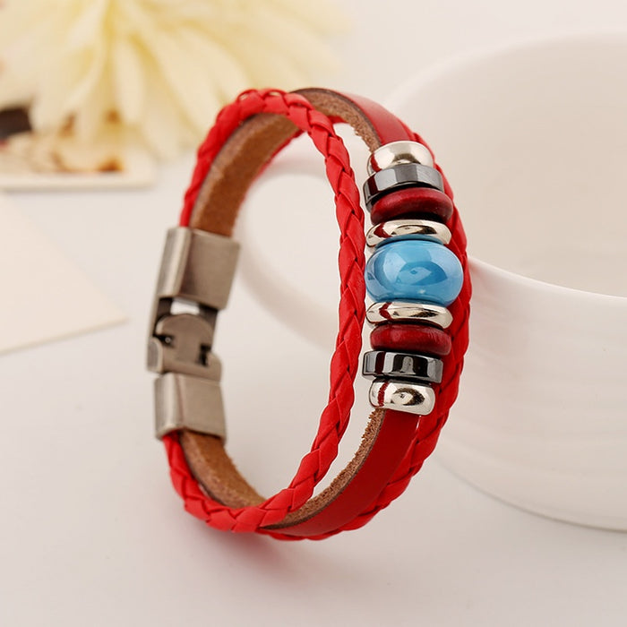 European American Punk Genuine Cowhide Leather Bracelet For Export Jewelry Accessories