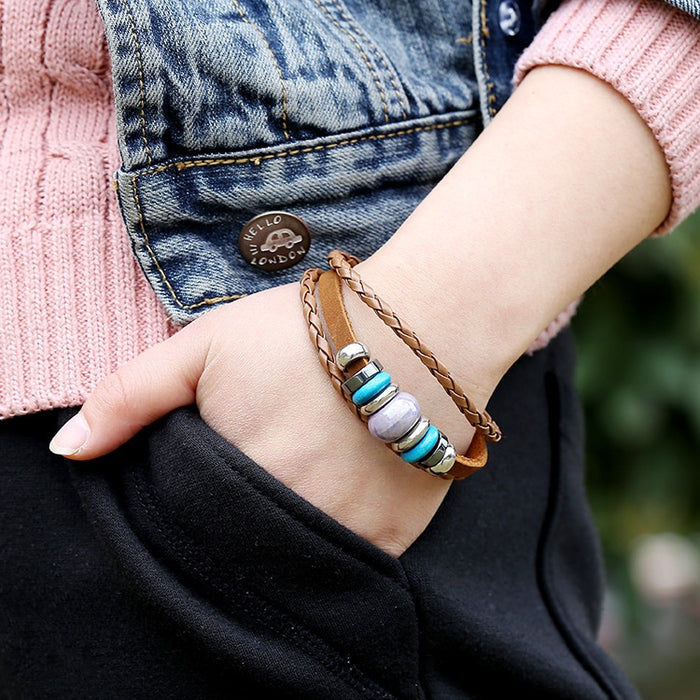 European American Punk Genuine Cowhide Leather Bracelet For Export Jewelry Accessories