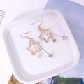 Elegant Gold Alloy Rhinestone Five Point Star Dangle Hook Earrings For Women Sparkling Crystal Drop Earrings view 3