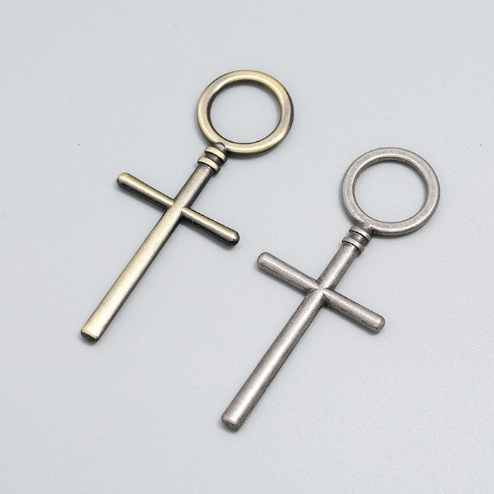 DIY Vintage Alloy Cross Pendant In Antique Bronze And Silver For Handmade Necklace Jewelry Accessories