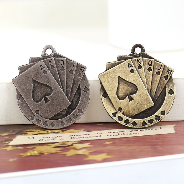 41mm x 38mm Antique Bronze Alloy Poker Card Pendant Charms For DIY Necklace Jewelry Making