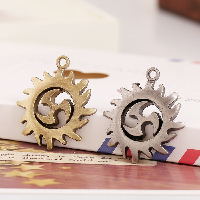 38x33mm Alloy Wind Fire Wheel Necklace Pendant DIY Jewelry Findings For Handmade Accessories