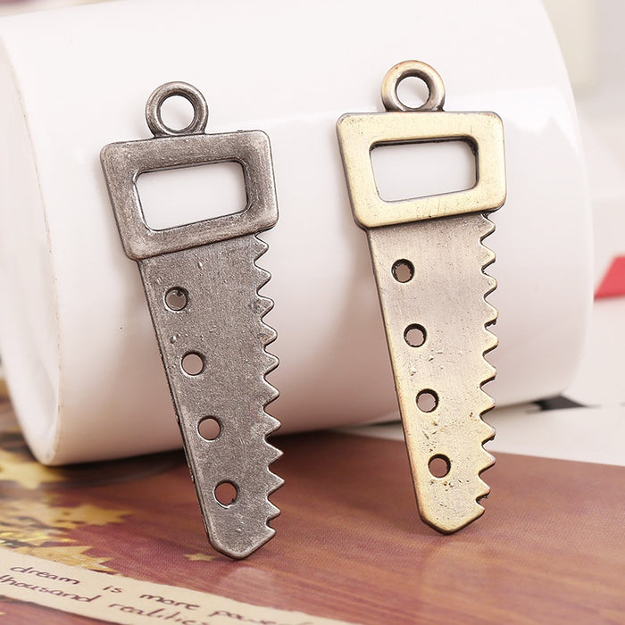 DIY Korean Style Antique Bronze Alloy Saw Necklace Connector Pendant 52mm x 22mm